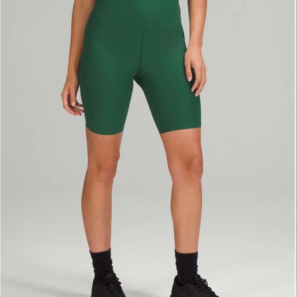 Lululemon Base Price High-Rise Short 8” Ribbed Nulux Everglade Green Size 4 - Picture 5 of 8